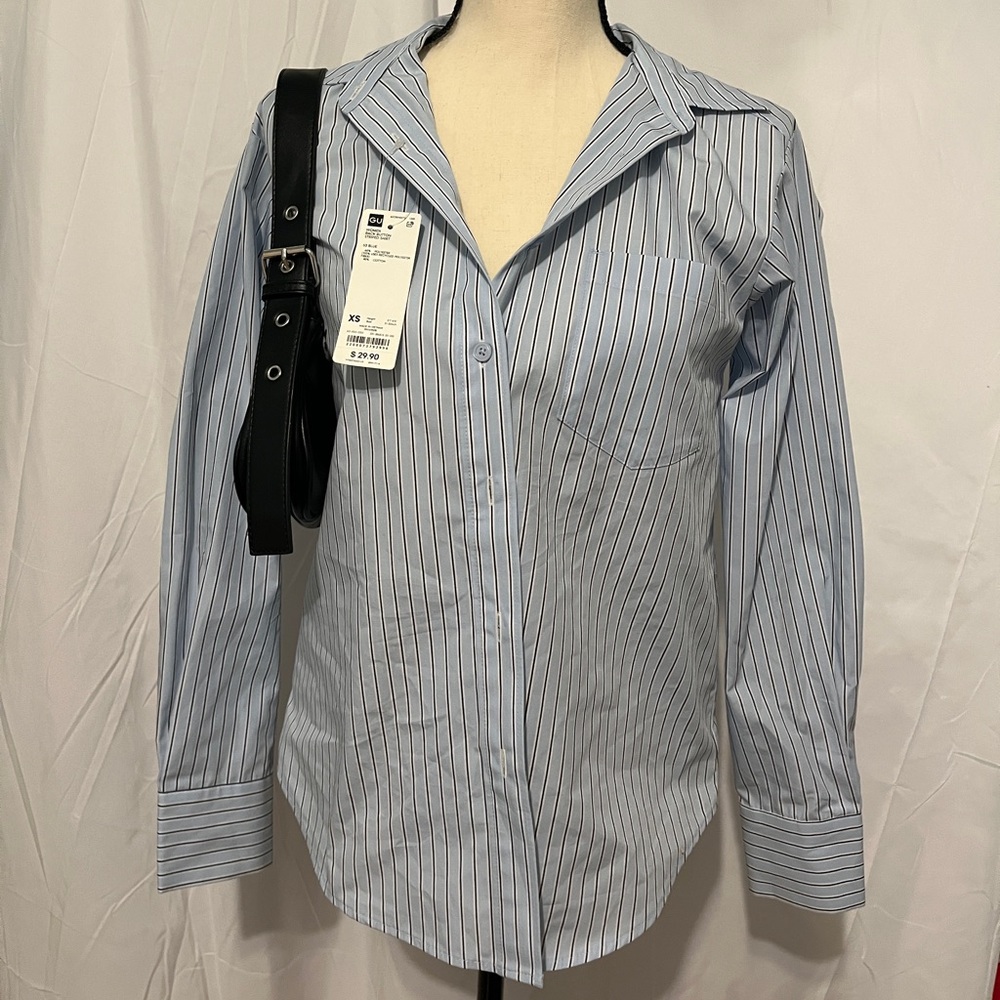 Classic Blue Button Down Shirt with Stripes